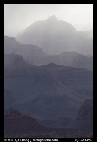 Backlit canyon ridges. Grand Canyon National Park (color)