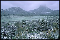 Fresh snow on meadows and mesas near  Park entrance. Mesa Verde National Park, Colorado, USA. (color)