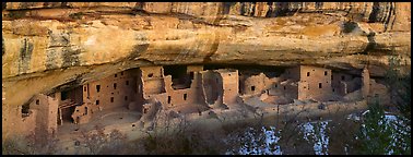 Spruce Tree House under rock overhang. Mesa Verde National Park (Panoramic color)