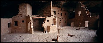 Spruce Tree House and Kiva entrances. Mesa Verde National Park (Panoramic color)