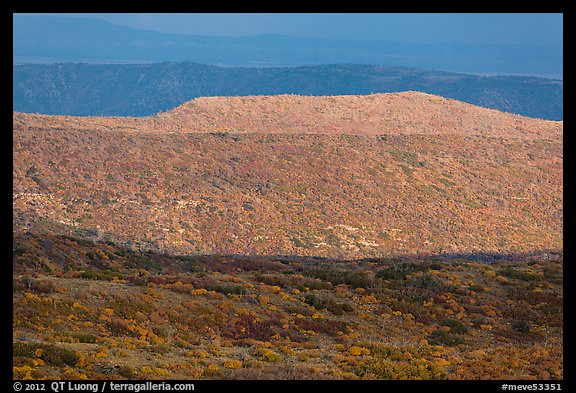 Layers of hills with autumn foliage. Mesa Verde National Park, Colorado, USA.