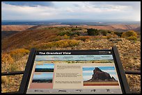 Grandest View sign. Mesa Verde National Park, Colorado, USA.