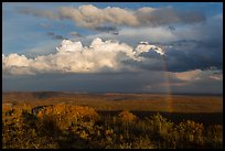Rainbow and thunderstorm clouds over mesa. Mesa Verde National Park, Colorado, USA. (color)
