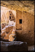 Side view of structures abutting cliff, Long House. Mesa Verde National Park ( color)