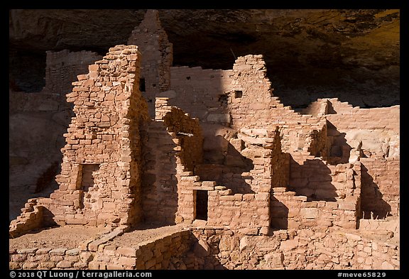 Original walls from Anasazi cliff dwelling. Mesa Verde National Park (color)