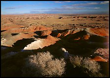Ridges over badlands of Painted Desert, morning. Petrified Forest National Park, Arizona, USA. (color)