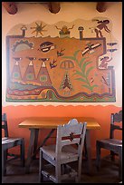 Murals on dining room by Hopi artist Fred Kabotie, Painted Desert Inn. Petrified Forest National Park, Arizona, USA.