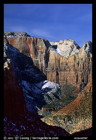 Streaked wall seen from Canyon Overlook. Zion National Park, Utah, USA.