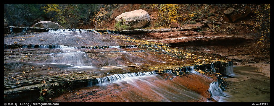 Red travertine terraces with cascades. Zion National Park (color)