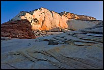 Swirls and cliffs at sunrise, Zion Plateau. Zion National Park, Utah, USA. (color)