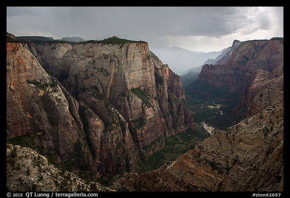 Zion Canyon during afternoon thunderstorm. Zion National Park (color)