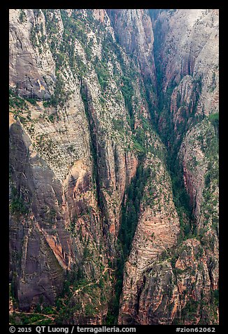 Distant view of Hidden Canyon with trail. Zion National Park (color)