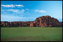 Pinnacles rising above plateau with high grasses, Kolob Terraces. Zion National Park ( color)