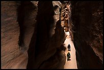 Canyonneers walk in Pine Creek Canyon narrows. Zion National Park, Utah ( color)