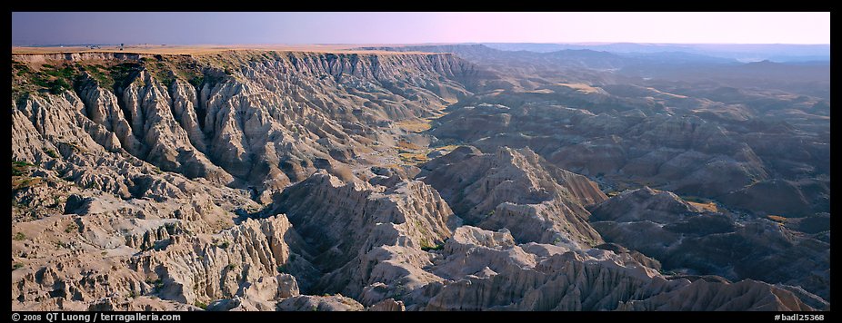 Badlands carved into prairie by erosion. Badlands National Park (color)
