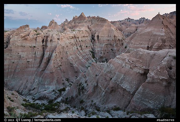 Peaks and canyons of the Wall near Norbeck Pass. Badlands National Park, South Dakota, USA.