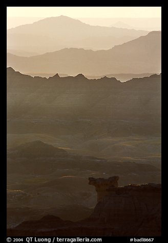 Ridges of the Stronghold table in the southern unit, sunrise. Badlands National Park (color)