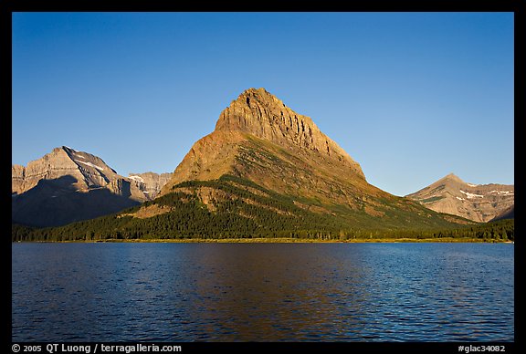 Swiftcurrent Lake, and Grinnell Point, Many Glacier. Glacier National Park (color)
