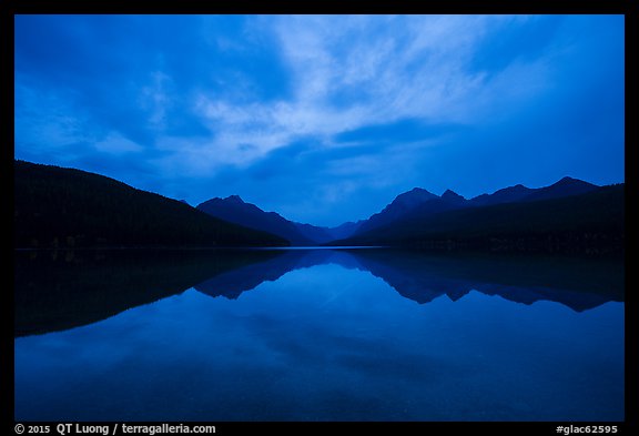 Bowman Lake at dawn. Glacier National Park (color)