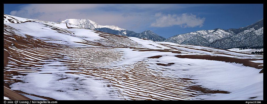 Melting snow on sand dunes. Great Sand Dunes National Park and Preserve (color)