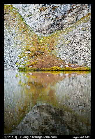 Talus and reflection, Lower Sand Creek Lake. Great Sand Dunes National Park and Preserve (color)