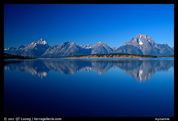 The Teton range above blue Jackson lake. Grand Teton National Park (color)