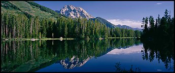 Mountain landscape with Lake reflexion. Grand Teton National Park (Panoramic color)