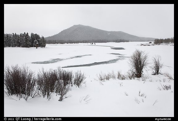 Oxbow Bend in winter. Grand Teton National Park, Wyoming, USA.