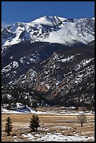 Moraine Park and Stones Peak in winter. Rocky Mountain National Park, Colorado, USA.