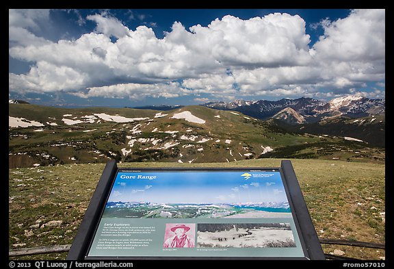 Gore range interpretative sign. Rocky Mountain National Park, Colorado, USA.