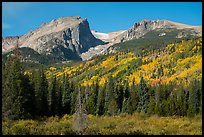 Hallet Peak, Tyndall Glacier, Flattop Mountain in autumn. Rocky Mountain National Park, Colorado, USA.