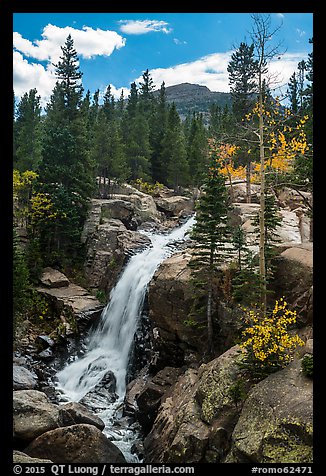 Alberta Falls and mountains. Rocky Mountain National Park, Colorado, USA.