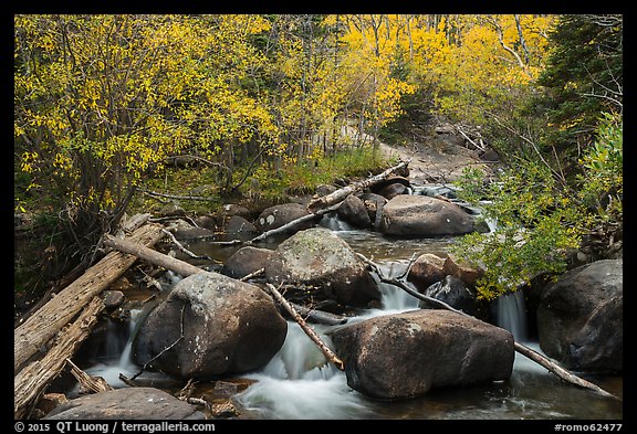Stream above Alberta Falls in autumn. Rocky Mountain National Park, Colorado, USA.