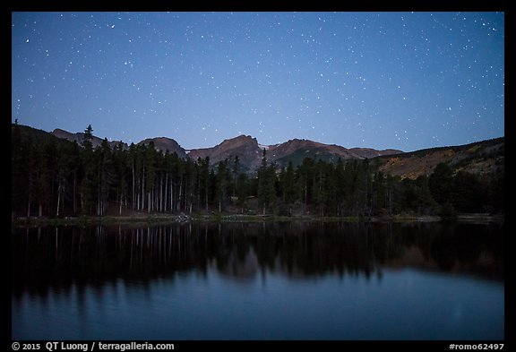 Sprague Lake at night. Rocky Mountain National Park, Colorado, USA.