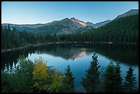 Bear Lake and Longs Peak in autumn. Rocky Mountain National Park, Colorado, USA.