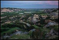Badlands and Little Missouri oxbow bend at dusk. Theodore Roosevelt National Park ( color)