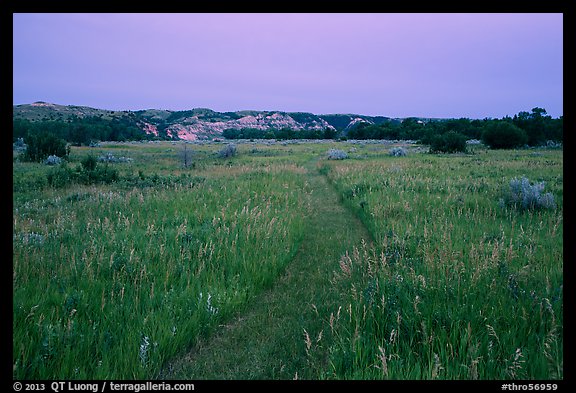 Faint trail at dusk, Elkhorn Ranch Unit. Theodore Roosevelt National Park (color)