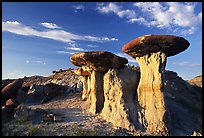 Caprock formations, late afternoon, Petrified Forest Plateau. Theodore Roosevelt  National Park, North Dakota, USA.
