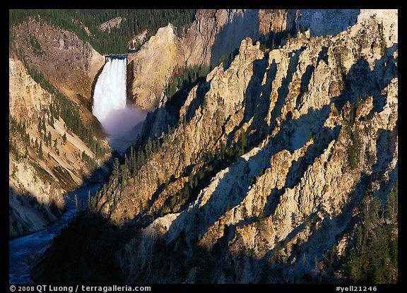Falls of the Yellowstone River, early morning. Yellowstone National Park (color)