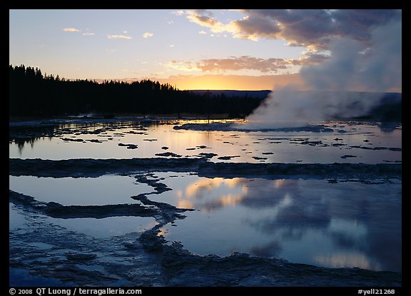 Great Fountain Geyser at sunset. Yellowstone National Park (color)