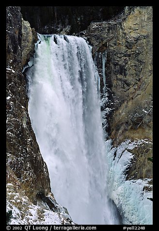 Lower Falls of the Yellowstone river in winter. Yellowstone National Park, Wyoming, USA.