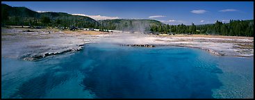 Thermal scenery with hot springs. Yellowstone National Park, Wyoming, USA.