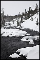 Lewis River and falls, winter. Yellowstone National Park, Wyoming, USA.