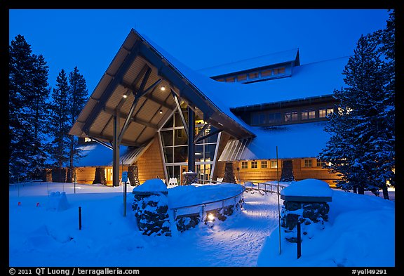 New Visitor Center at night. Yellowstone National Park (color)
