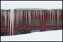 Icicles, Old Faithful Snow Lodge. Yellowstone National Park, Wyoming, USA. (color)