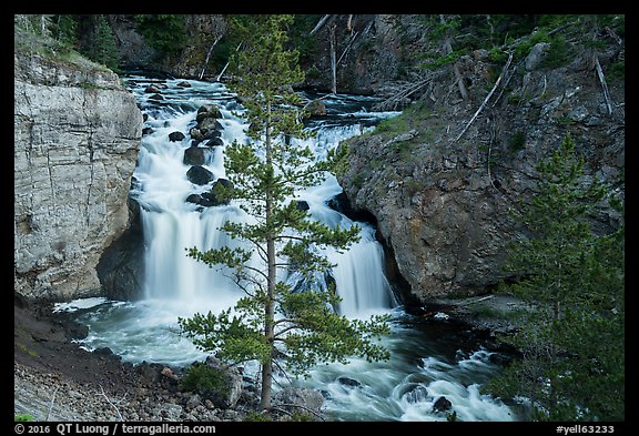 Firehole Falls in Firehole Canyon. Yellowstone National Park (color)