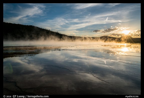 Sunset, Grand Prismatic Springs. Yellowstone National Park (color)