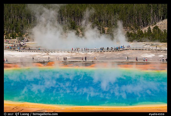 Grand Prismatic Spring and boardwalks. Yellowstone National Park (color)