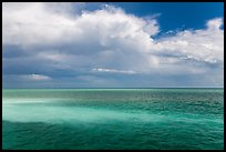 Sand bars, light and clouds, Atlantic Ocean. Biscayne National Park, Florida, USA. (color)