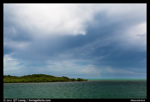 Elliot Key, Caesar Creek, and thunderstorm clouds. Biscayne National Park (color)